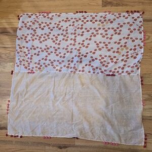 Injiri Square Scarf Wrap Colorblock Tassels 42x42 Cotton Silk Blend Red Yellow